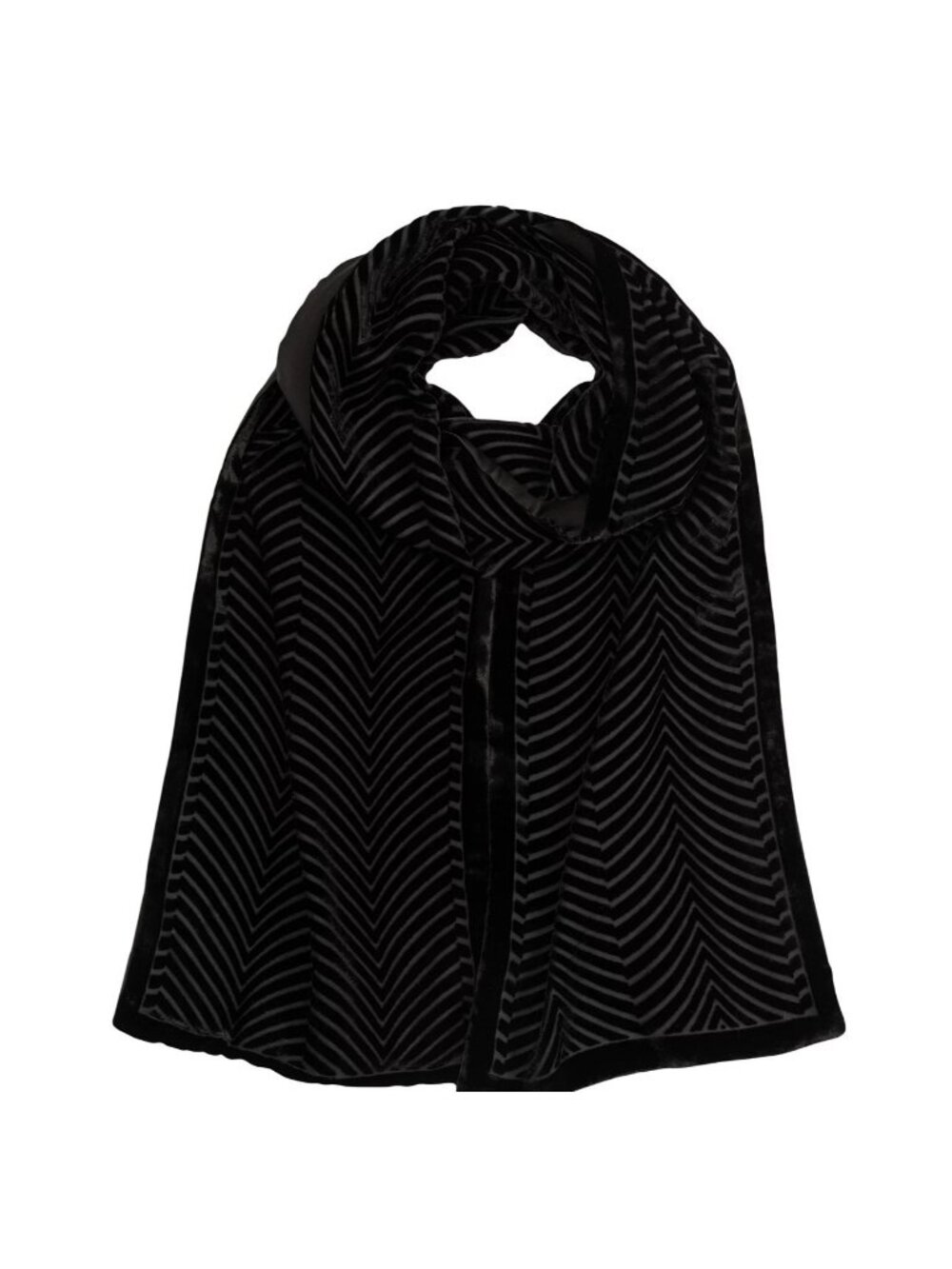 RALPH LAUREN velvet burnout silk women's scarf wrap - Black